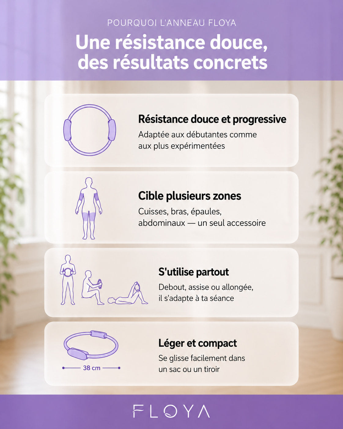 	Les avantages de l'anneau de Pilates Floya : polyvalence et résistance douce