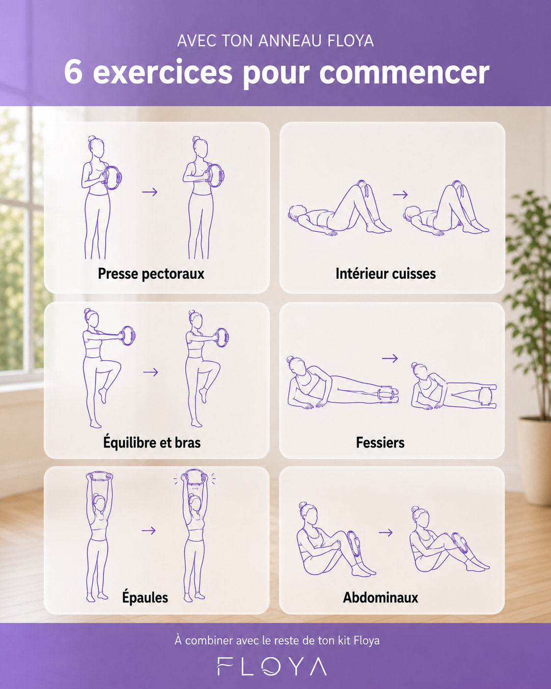 6 exercices de Pilates à réaliser avec l'anneau Floya