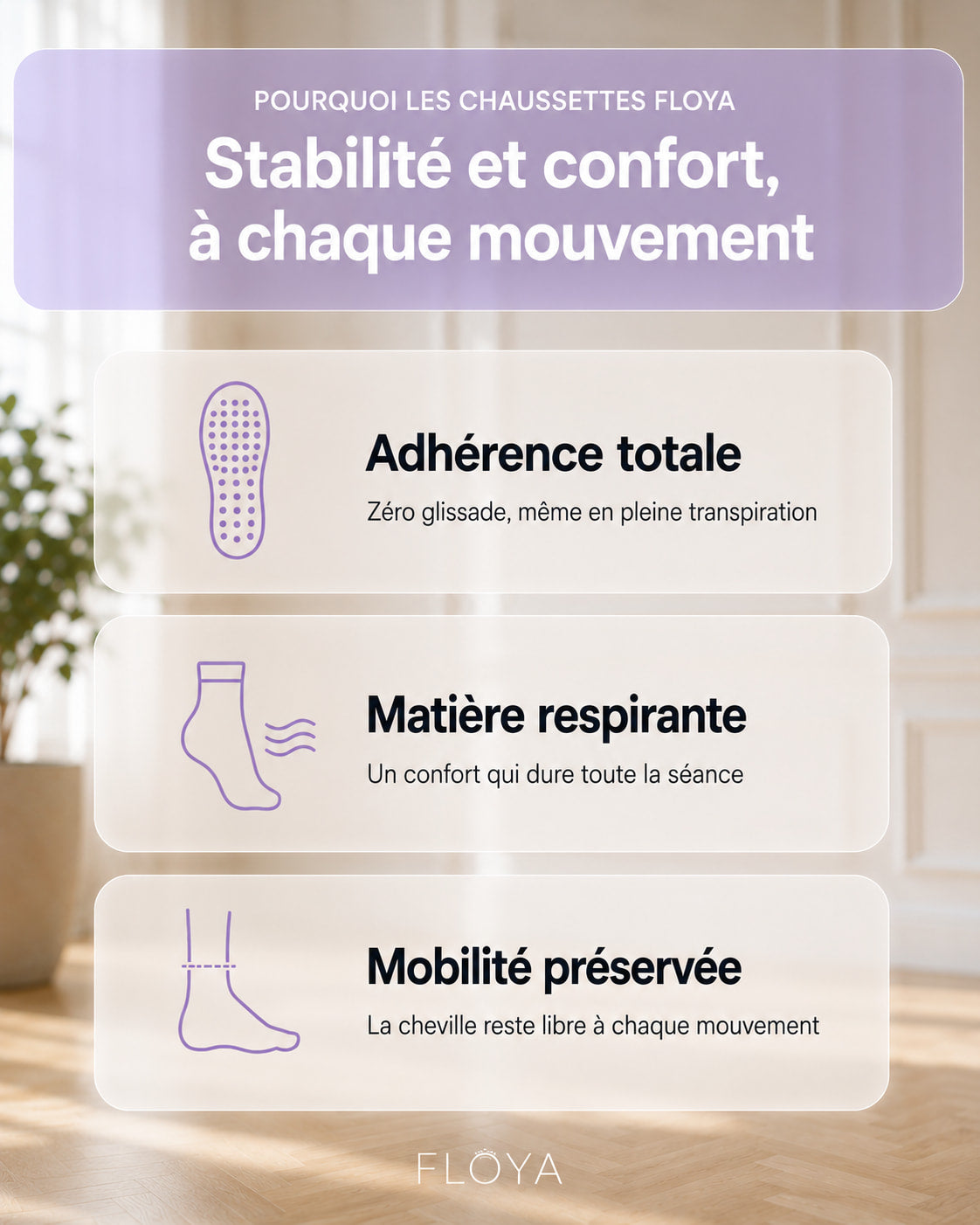 Les avantages des chaussettes antidérapantes Floya : adhérence et confort