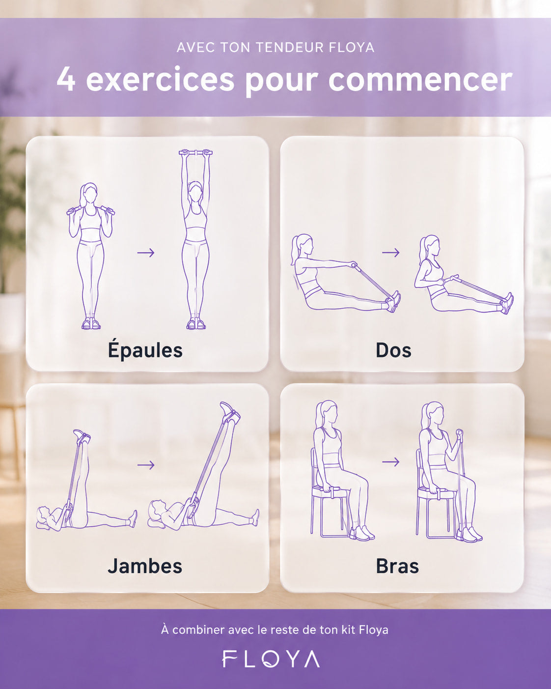 4 exercices de Pilates à réaliser avec le tendeur de résistance Floya
