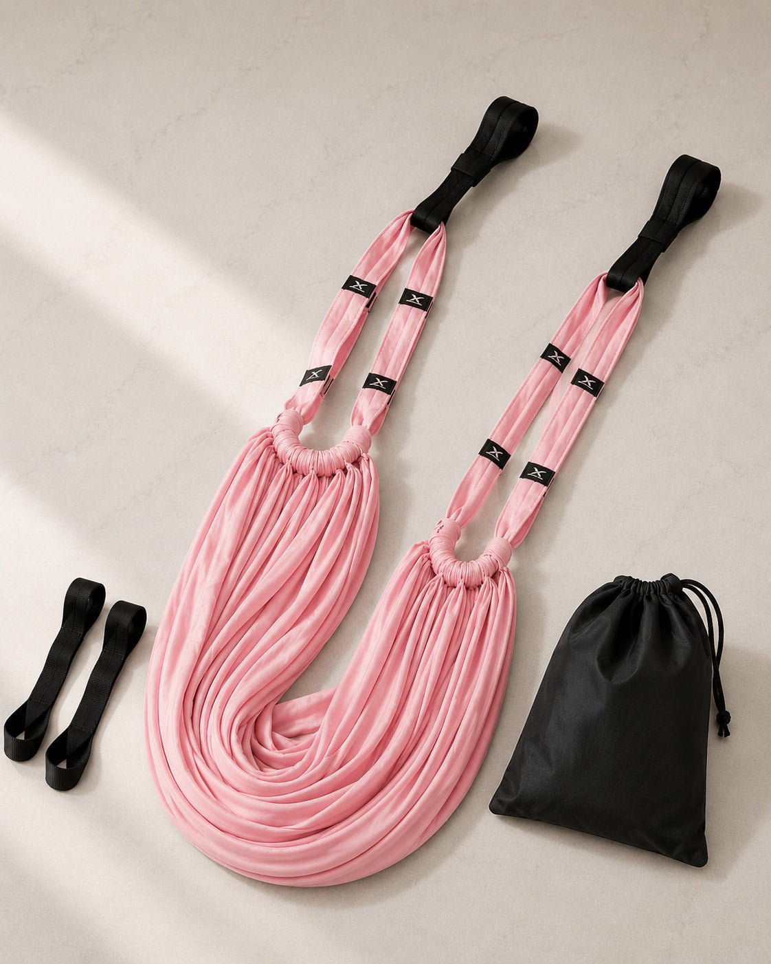 Sangle d'étirement Floya coloris rose, avec sac de rangement